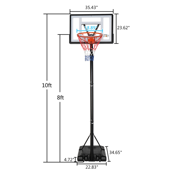 Basketballständer Basketballkorb Basketballanlage Outdoot Höhenverstellbar Mobil 