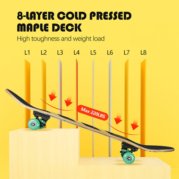 700 Kids Professional Double Kick Maple Kids Skateboards for Beginners