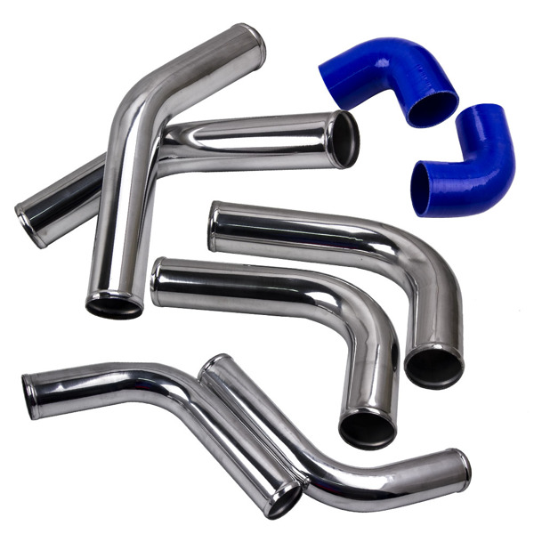2.5" Universal Aluminum Intercooler Turbo Piping Pipe Kit+ Silicone Hose + Clamps