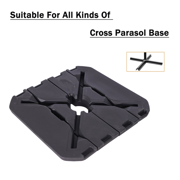4 Pieces Plastic Outdoor Cantilever Offset Umbrella Base,Easy Water or Sand Filled Square Shaped Base With Convenient Carry Handle,Suitable For All Kinds Of Cross Parasol Base,Black