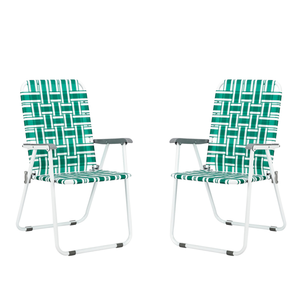 2pcs 浅绿条 沙滩椅 钢管 PP织带 120kg-3