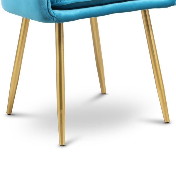 Modern Lounge Chair Dining Side Chairs Velvet Upholstered Armchair (Blue)