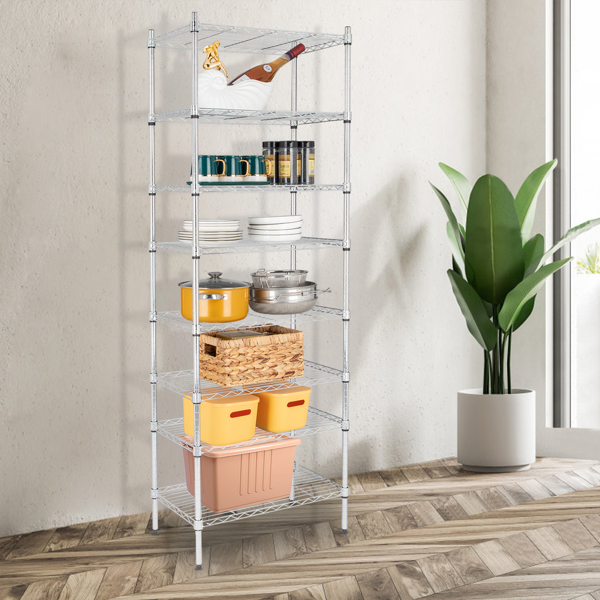 8-Tier Wire Shelving Unit Adjustable Steel Wire Rack Chrome