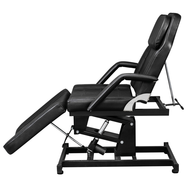 72in 3-Section Spa Beauty Salon Tattoo Massage Bed with Motorized Reclinable Height Power Lift & Stool Black