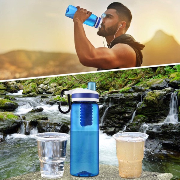 Sports Water Bottle, 770ml Bpa Free Water Bottle with Filter And Straw for Hiking, Camping, Backpacking And Traveling
