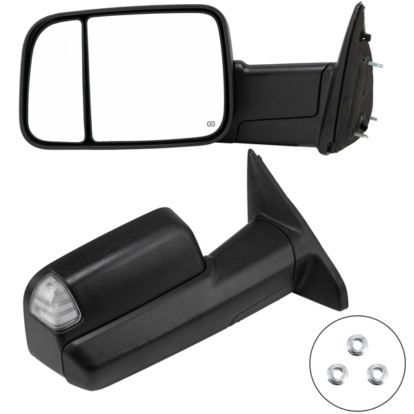 2013-2015 Dodge Ram 1500 2500 Power Heated Flip Up Towing Mirrors w/LED Puddle
