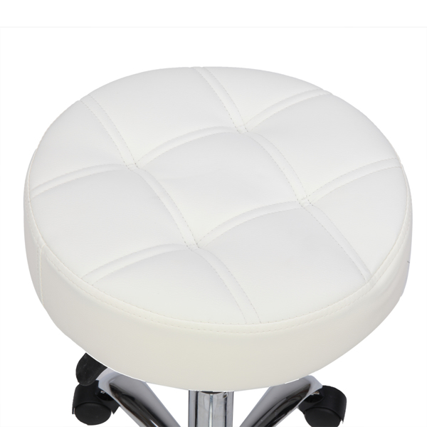 Rolling Adjustable Stool with Wheels for Work  Tattoo Salon Office,Swivel Desk Esthetician Hydraulic Stool Chair (White)