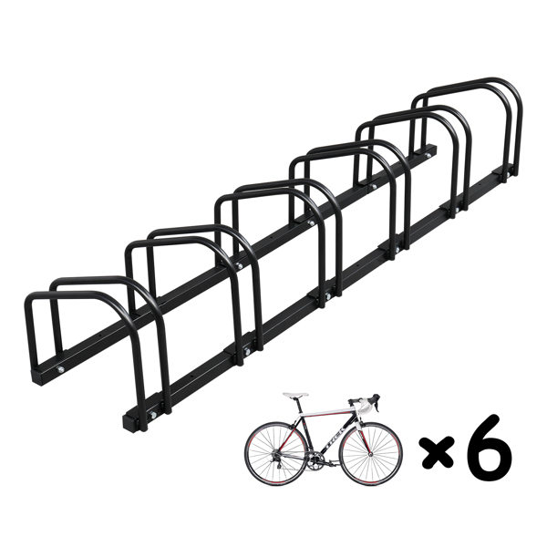 160*33*29cm Ground Parking 6 Frame Bicycle Parking Rack Black