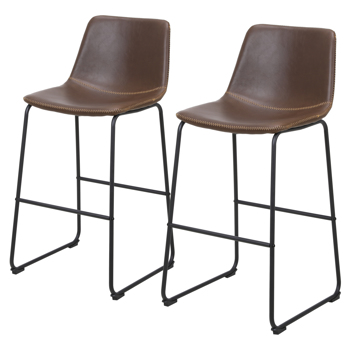 FCH 2pcs Wrought Iron Bar Stool Up to 47*35*100cm Dark Brown N101