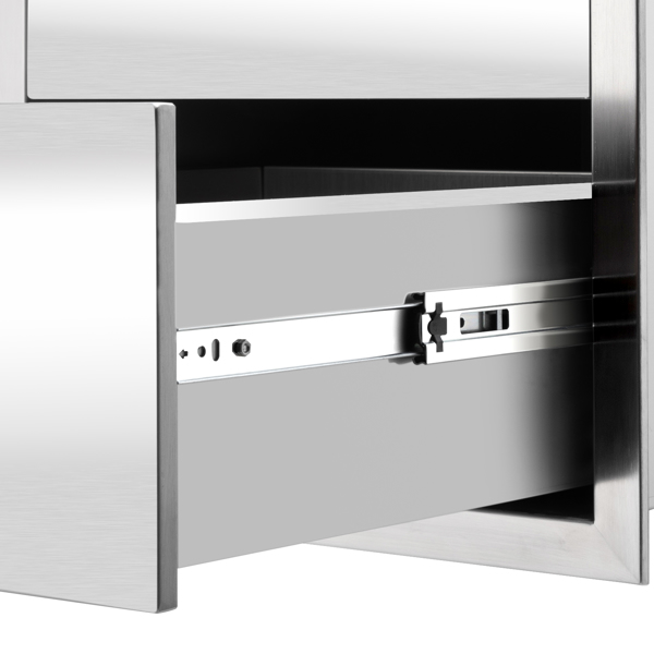 ZOKOP 51.7*33*53cm Stainless Steel Two Drawers Different Size  Courtyard Oven Drawer Silver