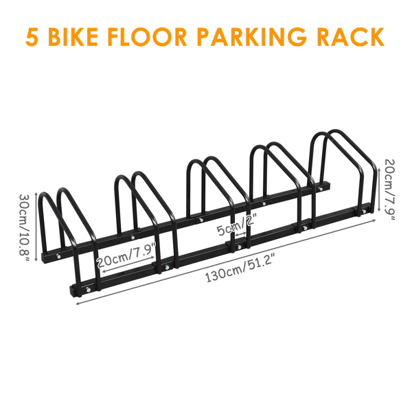 130*33*29cm Ground Parking 5 Frame  Bicycle Parking Rack Black