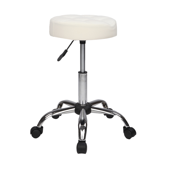 Rolling Adjustable Stool with Wheels for Work  Tattoo Salon Office,Swivel Desk Esthetician Hydraulic Stool Chair (White)