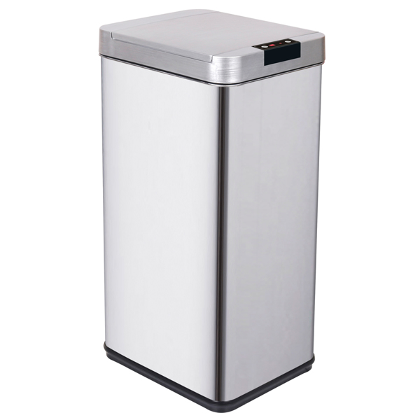 48L Square Inductive Touchless Full-automatic Fingerprint-resistant Garbage Trash Can Silver