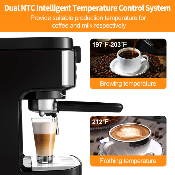 【周末无法发货，谨慎下单】Espresso Machine 15 Bar Coffee Machine With Foaming Milk Frother Wand, 1300W High Performance No-Leaking 900ml Removable Water Tank，Banned from selling on Amazon