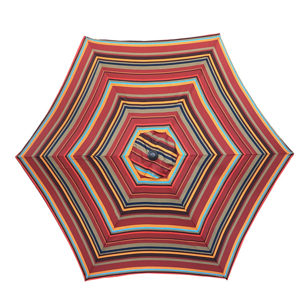 Outdoor Patio 8.6-Feet Market Table Umbrella with Push Button Tilt and Crank, Red Stripes[Umbrella Base is not Included]