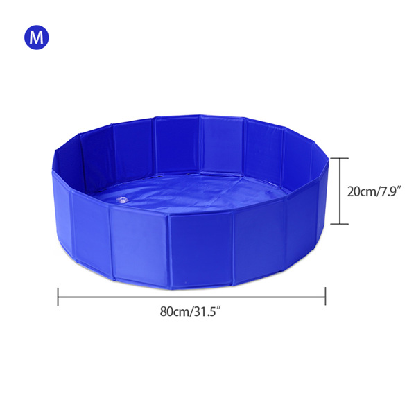 Dog/Cat Pool Feeling Cool Indoor Outdoor Pet Pool Bath Round Pool Foldable and Portable M Size 80*20cm