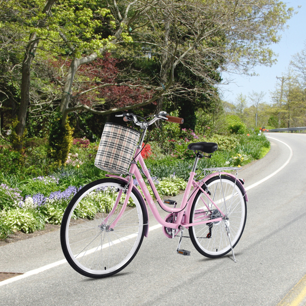 26Inch Iron Frame Bearing 100kg 7-Speed Commuter Bike Pink（Do not  sell on Amazon）