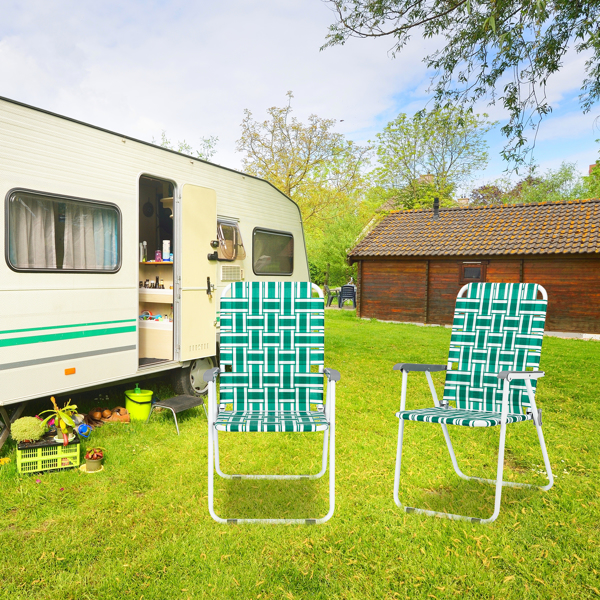 2pcs 浅绿条 沙滩椅 钢管 PP织带 120kg-21