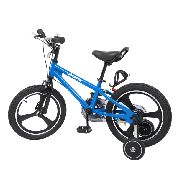 Kids Bike with Training Wheels ， Kids Bicycle with Handbrake and Rear Brake Kickstand Child's Bike, 16 Inch, Blue