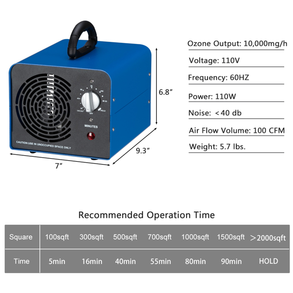 Commercial Industrial Grade 10000mg Ozone Air Purifier Removal of Formaldehyde / Second-Hand Smoke / Odor / Musty / Dust
