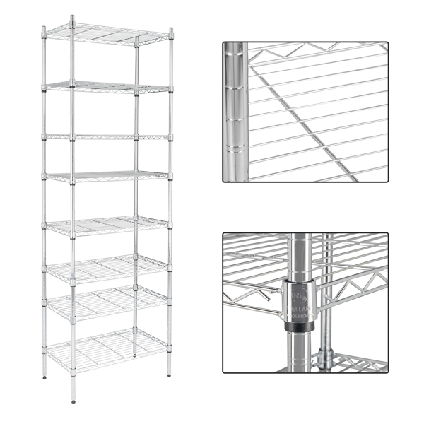 8-Tier Wire Shelving Unit Adjustable Steel Wire Rack Chrome
