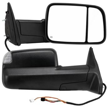 2013-2015 Dodge Ram 1500 2500 Power Heated Flip Up Towing Mirrors w/LED Puddle