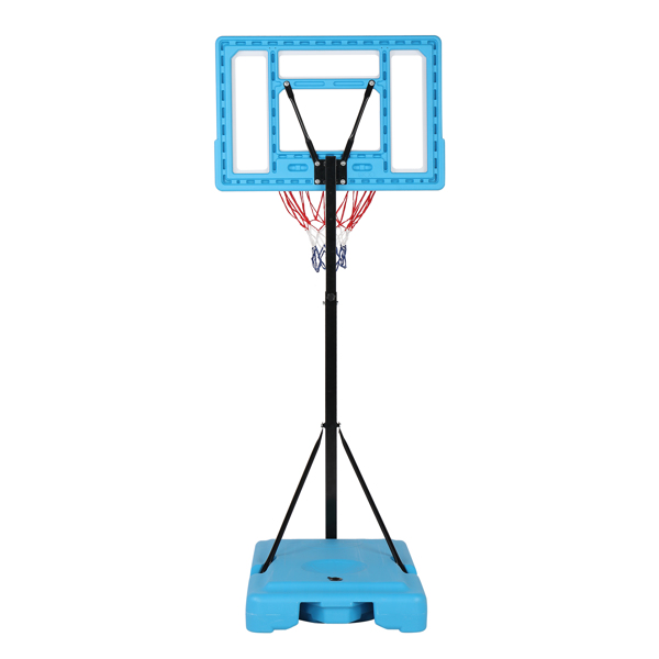 Transparent PVC Board Basket Frame Adjustable 122-198cm 90*60cm Portable and Movable Poolside Basketball Stand Blue