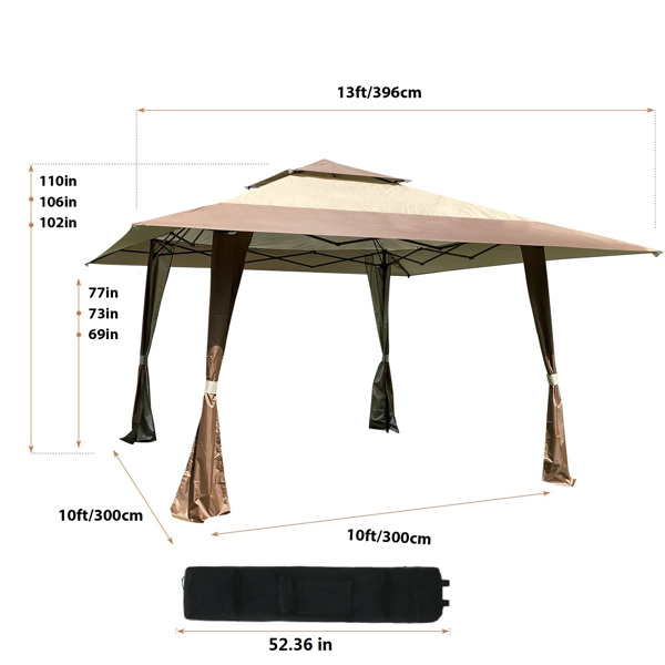 Outdoor 13x13 Ft Canopy,Patio Pop-up Folding Gazebo Canopy Tent With Corner Curtain,Suitable For Backyard, Party,Camping,Coffee