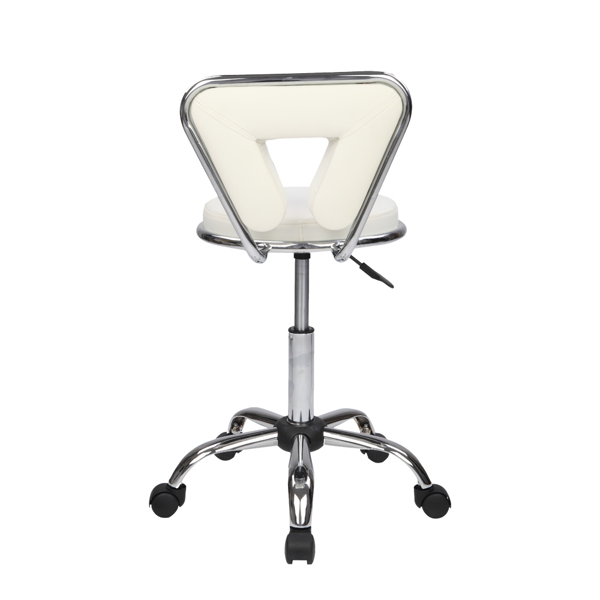Hydraulic Rolling Swivel Salon Stool Chair Height Adjustable Home Spa Massage Manicure Facial Stool with Backrest and Wheels,White