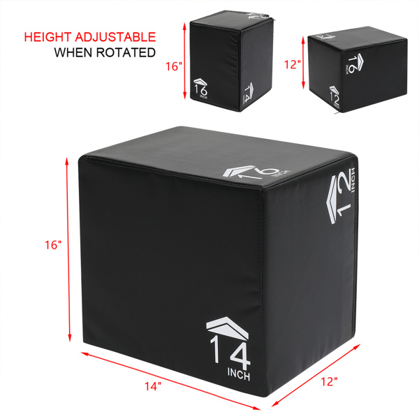 3 in 1 30x35x40 cm Foam Plyometric Box High Density Heavy Duty Foam Jumping Box Platform for Home Gym Fitness Black