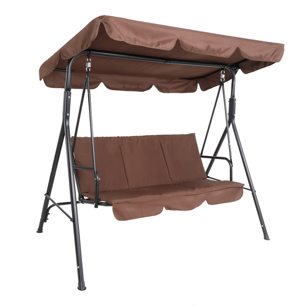 170*110*153cm  With Canopy and Cushion 250kg Load-Bearing Iron Swing Brown