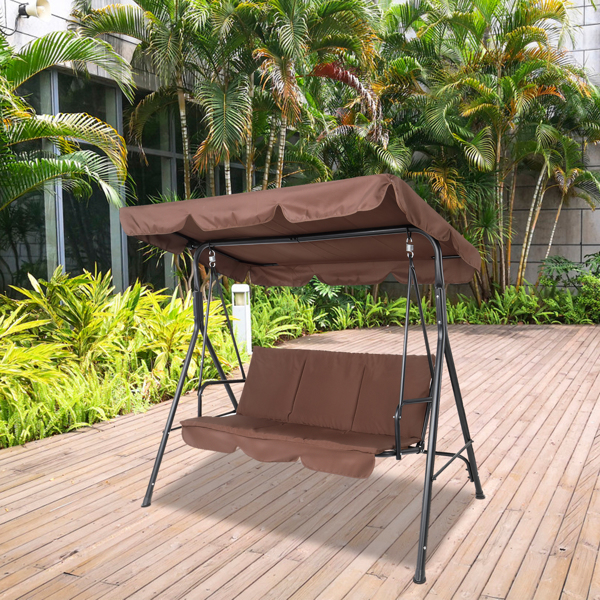 170*110*153cm  With Canopy and Cushion 250kg Load-Bearing Iron Swing Brown