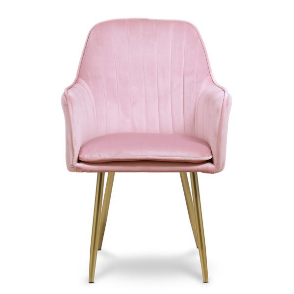 Modern Lounge Chair Dining Side Chairs Velvet Upholstered Armchair (Pink)