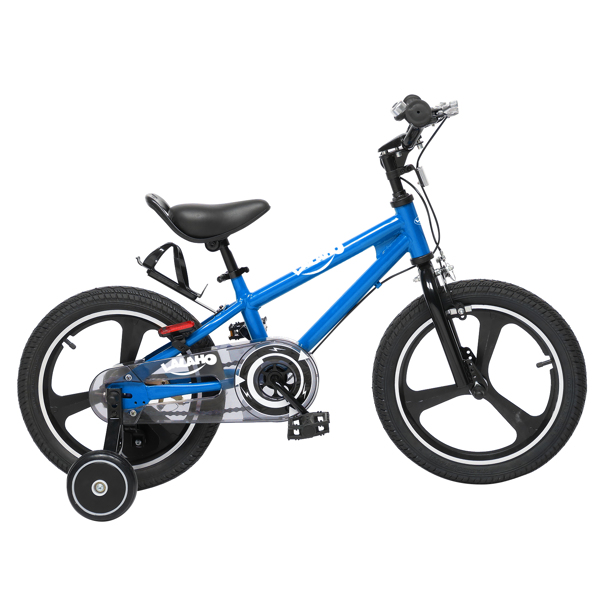Kids Bike with Training Wheels ， Kids Bicycle with Handbrake and Rear Brake Kickstand Child's Bike, 16 Inch, Blue