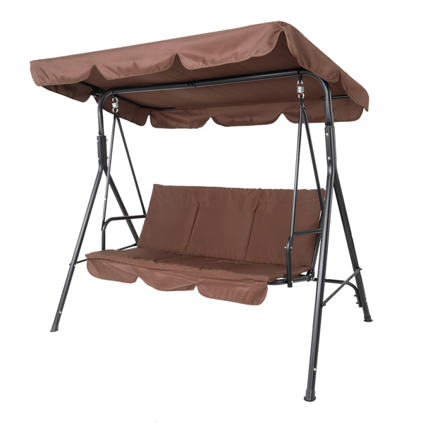 170*110*153cm  With Canopy and Cushion 250kg Load-Bearing Iron Swing Brown