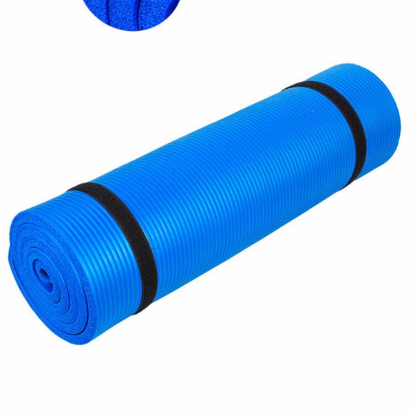 10mm Thick NBR Pure Color Anti-skid Yoga Mat 183x61x1cm Blue 
