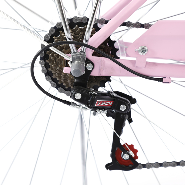 26Inch Iron Frame Bearing 100kg 7-Speed Commuter Bike Pink（Do not  sell on Amazon）