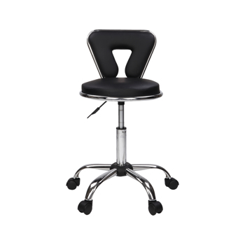Hydraulic Rolling Swivel Salon Stool Chair Height Adjustable Home Spa Massage Manicure Facial Stool with Backrest and Wheels,Black
