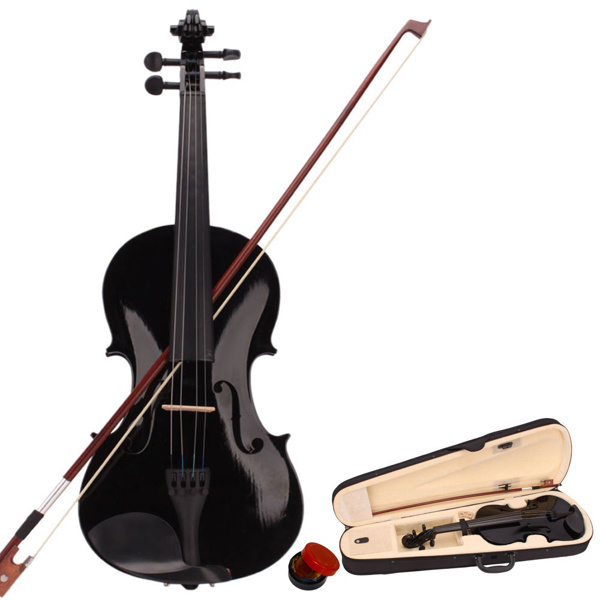 【Do Not Sell on  Amazon】Glarry GV100 4/4 Acoustic Violin Case Bow Rosin Strings Tuner Shoulder Rest Black