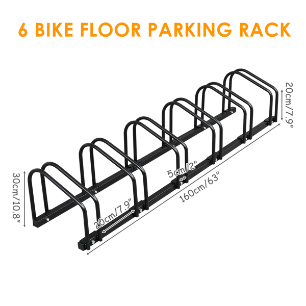 160*33*29cm Ground Parking 6 Frame Bicycle Parking Rack Black
