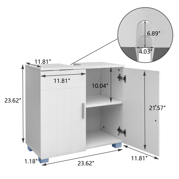 Double Door Bathroom Sink Cabinet White