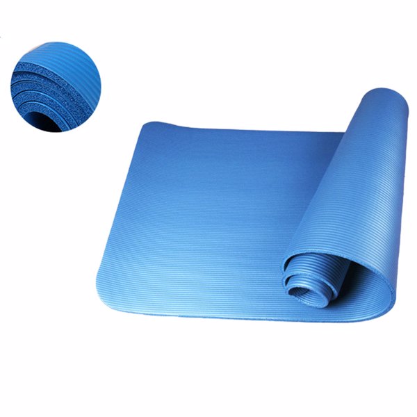 15mm Thick NBR Pure Color Anti-skid Yoga Mat 183x61x1.5cm Blue