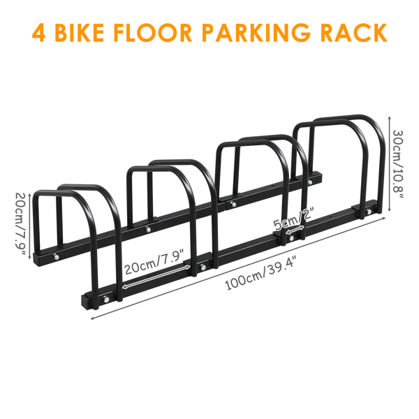 95*33*29cm Ground Parking 4 Frame Bicycle Parking Rack Black