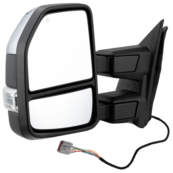 For 1999-2016 Ford F250 F350 Power Heated Chrome Tow Side Mirrors w/ LED Signal