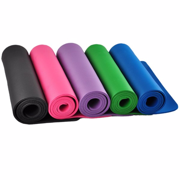 10mm Thick NBR Pure Color Anti-skid Yoga Mat 183x61x1cm Black