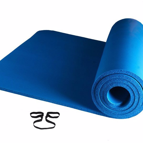 10mm Thick NBR Pure Color Anti-skid Yoga Mat 183x61x1cm Blue 