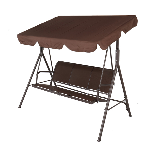 170*110*152cm With Canopy Teslin Cushion 250kg Load-Bearing Iron Swing Brown