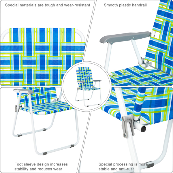 2pcs 蓝条 沙滩椅 钢管 PP织带 120kg-8