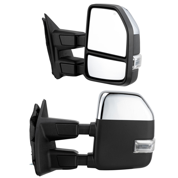 For 1999-2016 Ford F250 F350 Power Heated Chrome Tow Side Mirrors w/ LED Signal