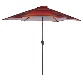 Outdoor Patio 8.6-Feet Market Table Umbrella with Push Button Tilt and Crank, Red Stripes[Umbrella Base is not Included]